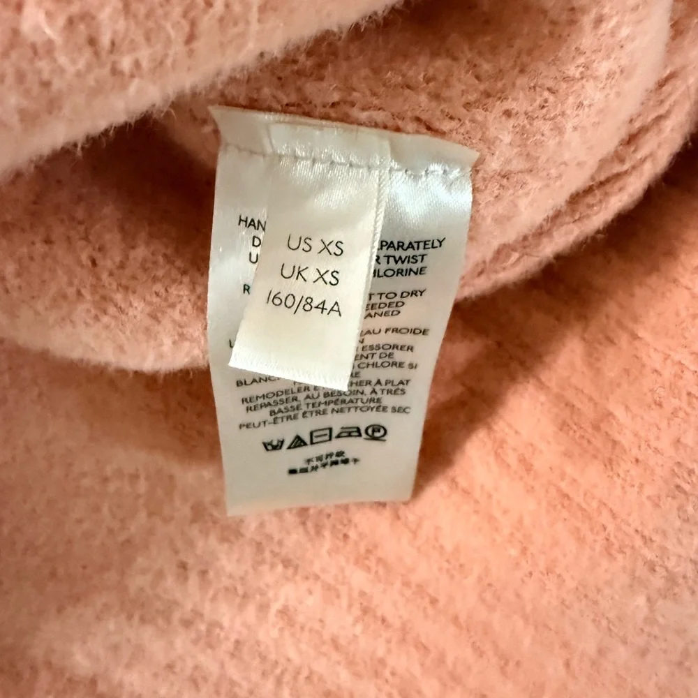 Free People Oversized Blush Pink Knit Sweater XS Hi-Low Cozy Pullover